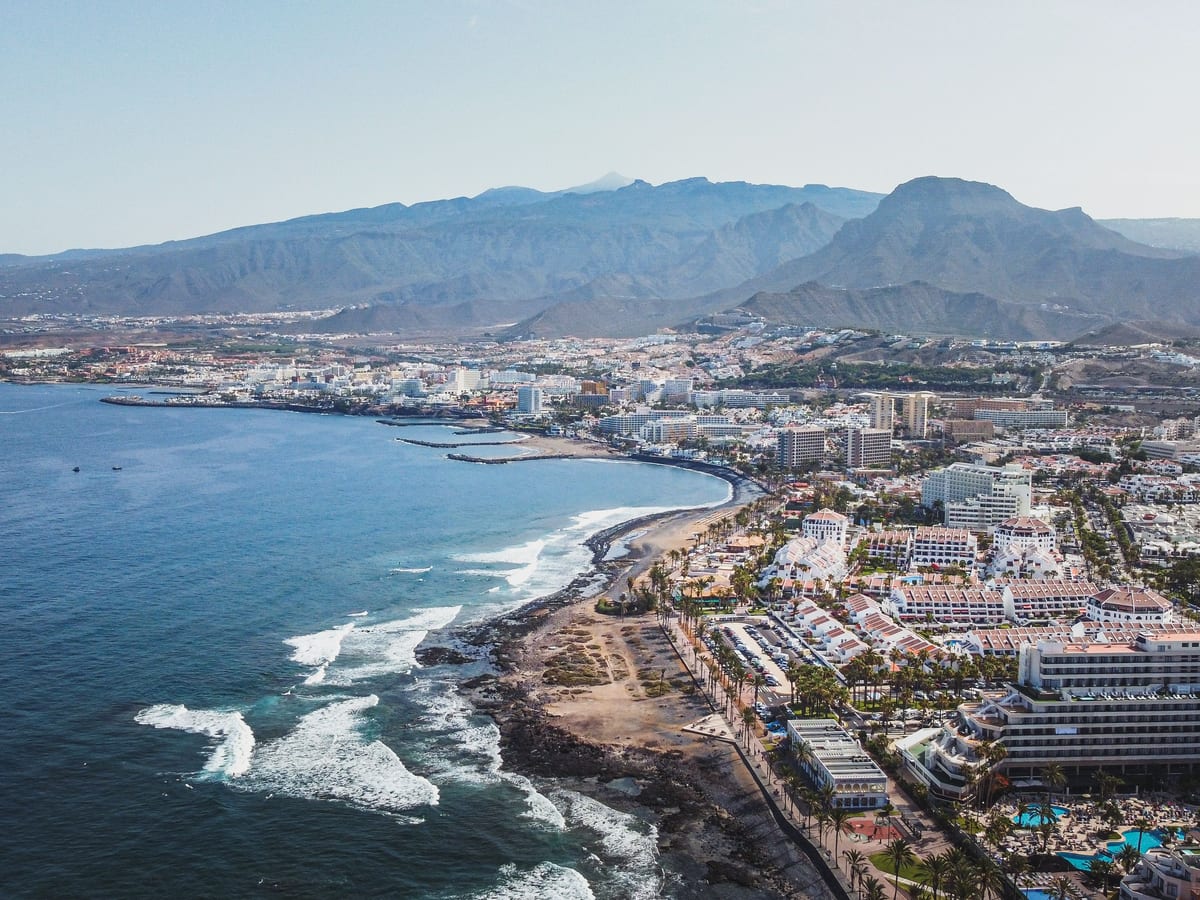 The coastline at Playa de las Américas seen from above